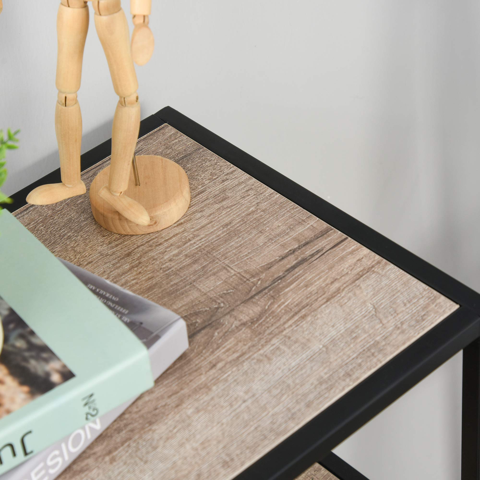 HOMCOM Estantería librería asimétrica estilo industrial 120 x 32 x 95 cm negro | Madera y Metal