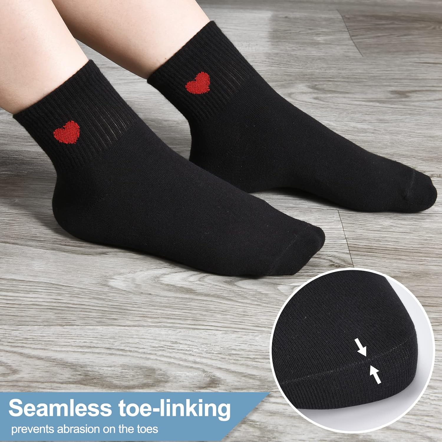 Women's Cute Ankle Crew Socks - Novelty Fun Heart Cotton Casual Athletic Running Socks-6Pairs - Image 3