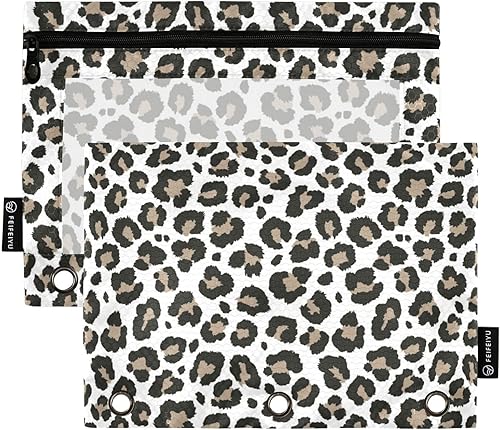 Estuche para lápices de piel de animal con estampado de leopardo y guepardo para carpeta de 3 anillas, estuche para lápices, bolsa de cosméticos con