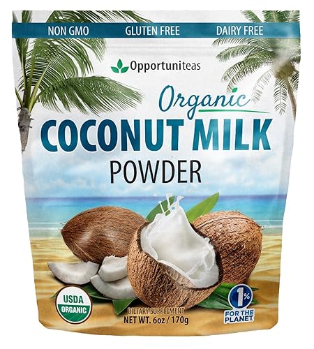 Leche de coco en polvo orgánica Crema vegana no láctea para café, té, batidos, yogur, hornear y cocinar pura, grasa completa y sin azúcar para