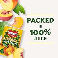 Vista 5 de DEL MONTE Melocotones amarillos en rodajas en 100% jugo, fruta enlatada, lata de 15 onzas