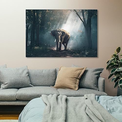 Miniatura 7 de Campwind Póster de lona de jardín de bosque de elefantes, decoración de dormitorio, paisaje deportivo, oficina, habitación, regalo, 16 x 24 pulgadas