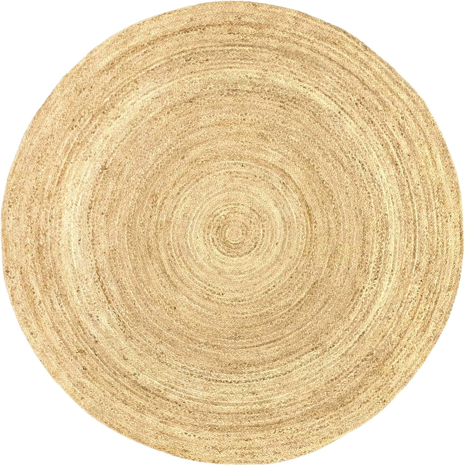 COSHANO Alfombra de Yute Color Natural Redonda, Alfombra 100% Fibra de Yute, Trenzado a Mano para Salón, Habitacón, Decoración de área (200x200cm)