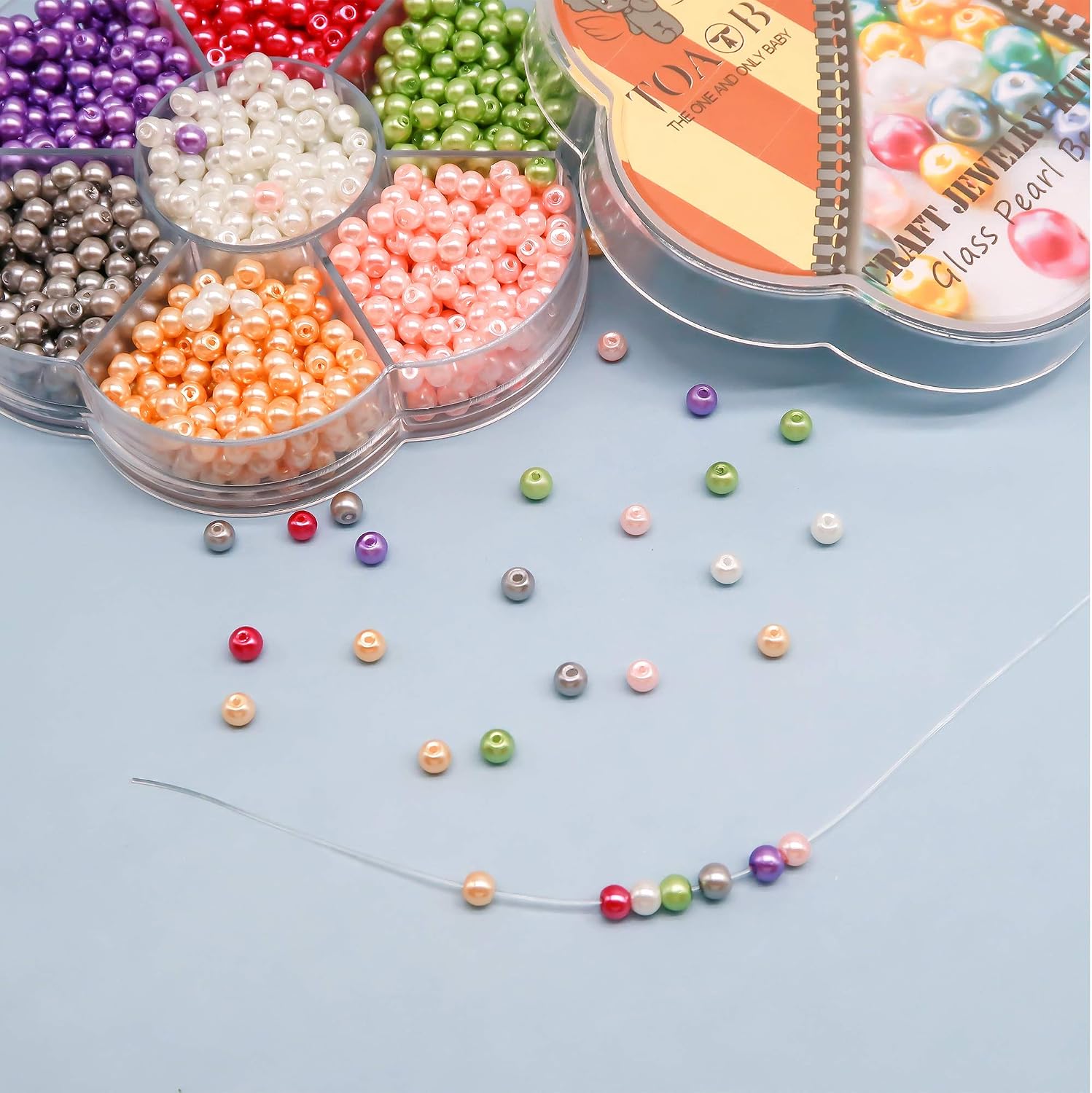 TOAOB Glass Pearl Beads Coloured 1050pcs 4mm Fake Pearls with Holes Round Loose Sew on Beads for Jewelry Making Bracelets Necklaces Hairs Crafts Decoration and Vase Filler - Image 4