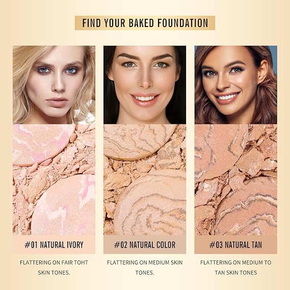 KIMUSE Baked Foundation & 3 Pack Tinted Lip Butter Hydration Balm