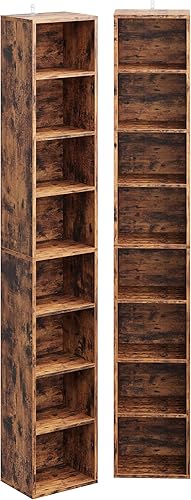 Miniatura 8 de IRONCK Estantería alta y estrecha de 8 niveles de 71 pulgadas, juego de 2, estantería de esquina compacta, fácil de combinar para sala de estar,
