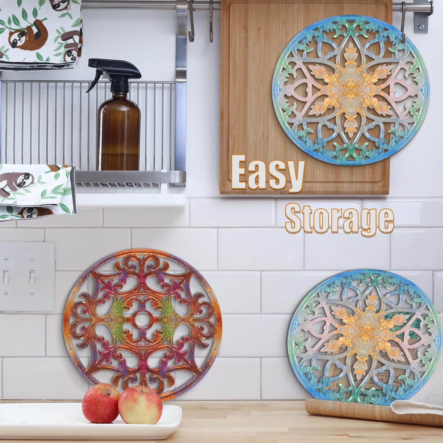 Mandela Resin Coaster Molds, 2pcs Large Flower Coaster Molds for Epoxy Resin, Silicone Tray Molds for Christmas, Nordic Style Coaster Resin Molds, DIY Flower Pot Mat Resin Molds, Bowl Mat