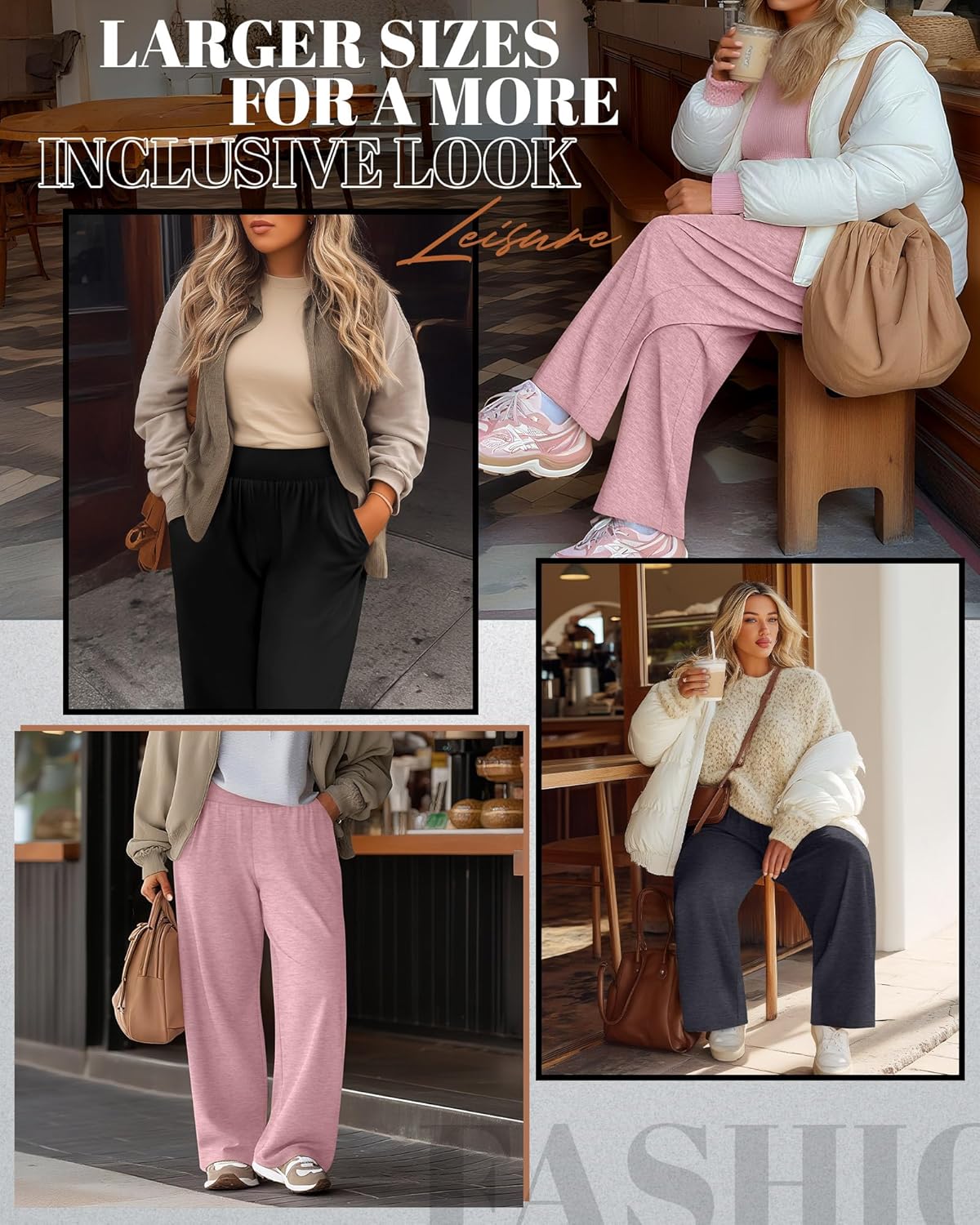 Neer 3 Pack Women Plus Size Wide Leg Yoga Pants High Waist Sweatpants Plus Size Palazzo Pants Lounge with Pockets - Image 3