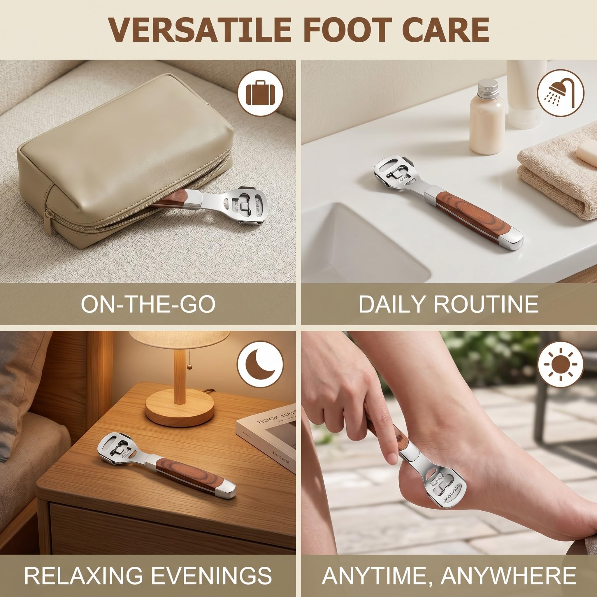 1 Kit per Pedicure con 10 Lame, Raschietto per Rimuovere Calli e Pelle Morta, Manico in Legno, Kit per la Cura dei Piedi Professionale, Rimuove Calli e Duroni, per Cura Personale e Salone