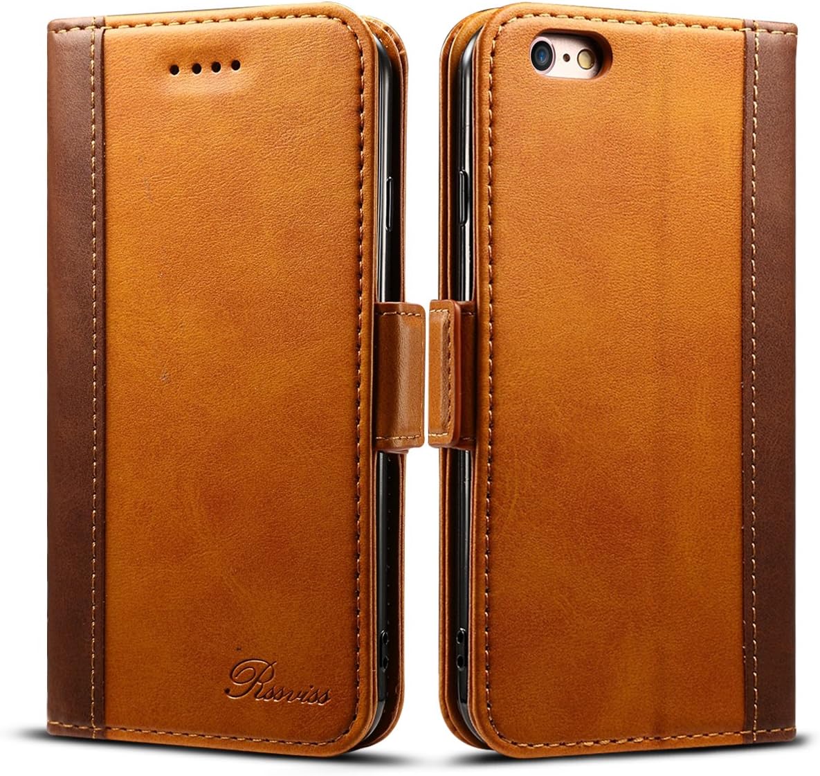 Rssviss iPhone 6 Case Wallet Premium PU Leather Flip Wallet Case with Card Slot, Cash Clip, Stand Holder and Magnetic Closure for iPhone 6s (iPhone 6/6s,Brown, 4.7 inch)