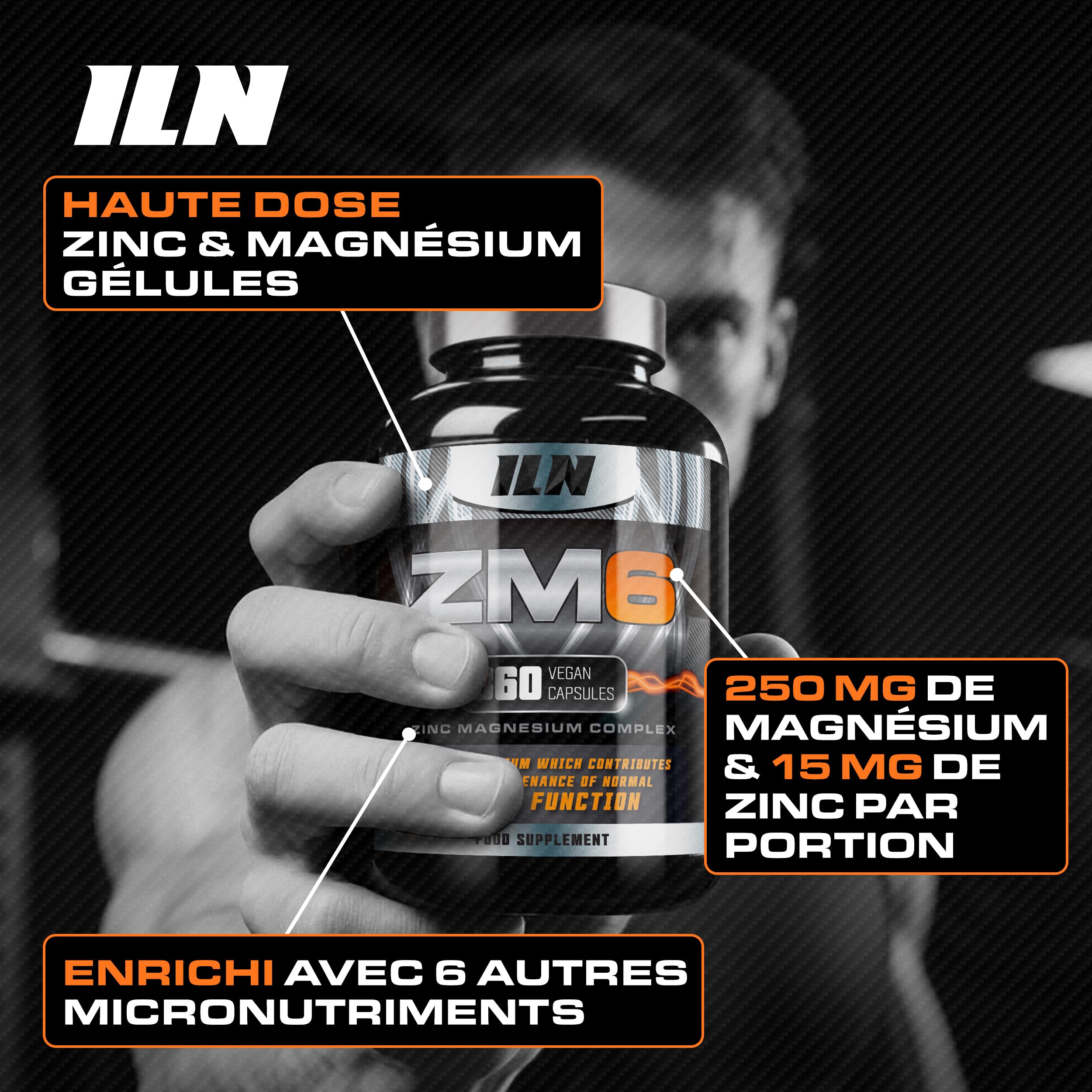 ZM6 - Complément Zinc-Magnésium haute dose - Fonction musculaire normale - 360 gélules véganes