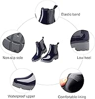 Vista 4 de Botas Chelsea de lluvia cortas para mujer, impermeables, antideslizantes en el tobillo