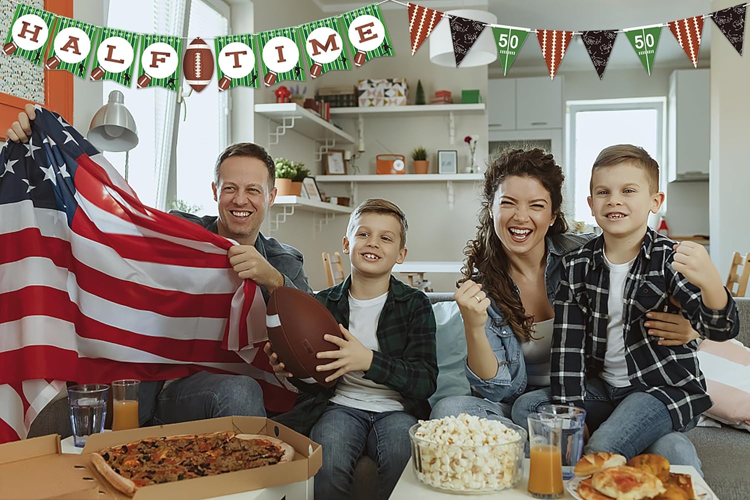 American Football Banners Football Hanging Banners for Sports Theme Party Decoration, Half Time Words Gridiron Banners for Sports Party Decoration Ball Game Home Gathering Hanging Accessories Supplies