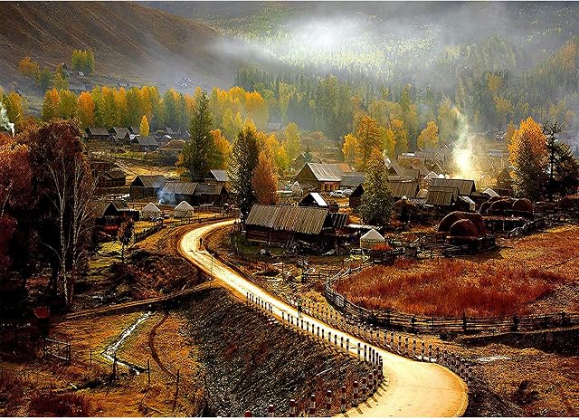 Meryi Baihaba Village Jigsaw Puzzles for Adults 1000 Piece, Adult Children Intellective Educational Toy DIY Collectibles Modern Home Decoration