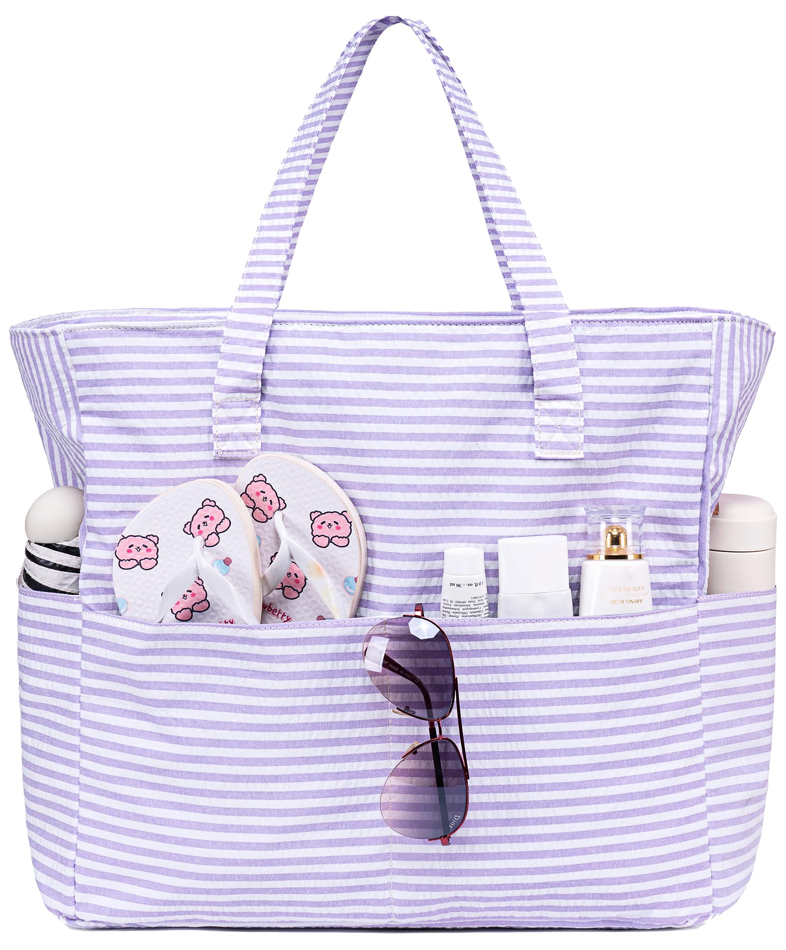 LEDAOU Beach Bag Waterproof Sandproof Women Beach Tote Pool Bag with Zipper for Swim Gym Grocery Travel with Wet Pocket | Sandproof, with Zipper, for