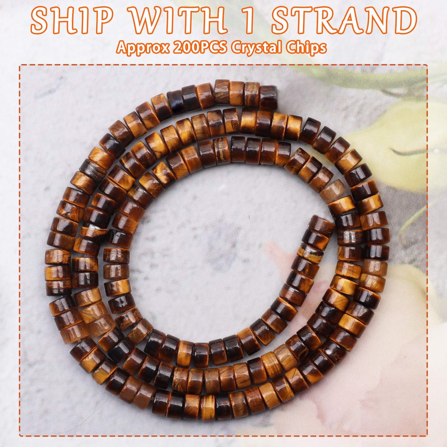 Natural Stone Heishi Beads for Necklace Making, 4 mm x 2 mm Small Flat Round Stone Loose Heishi Disc Gemstone Beads for Jewelry Making Craft Bracelet Earrings Necklace - Yellow Tiger Eye - Image 2