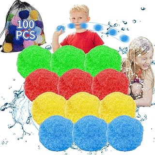 100 Pcs Reusable Water Balloons, Refillable Water Balls for Kids Outdoor Toys Games, Summer Toys Ball for Pool and Backyard Fun, Splash Balls for Beach Fun Games for Boys Girls