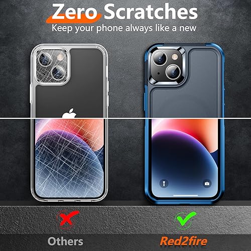 Miniatura 5 de Red2Fire Funda magnética para iPhone 14 Plus compatible con Magsafe protección contra caídas de grado militar protector de pantalla de vidrio +