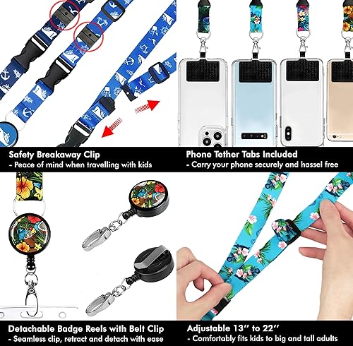 Miniatura 4 de Cordones para insignias de identificación y carrete retráctil de mosquetón con clip para cinturón. Cordón ajustable con soporte de correa para