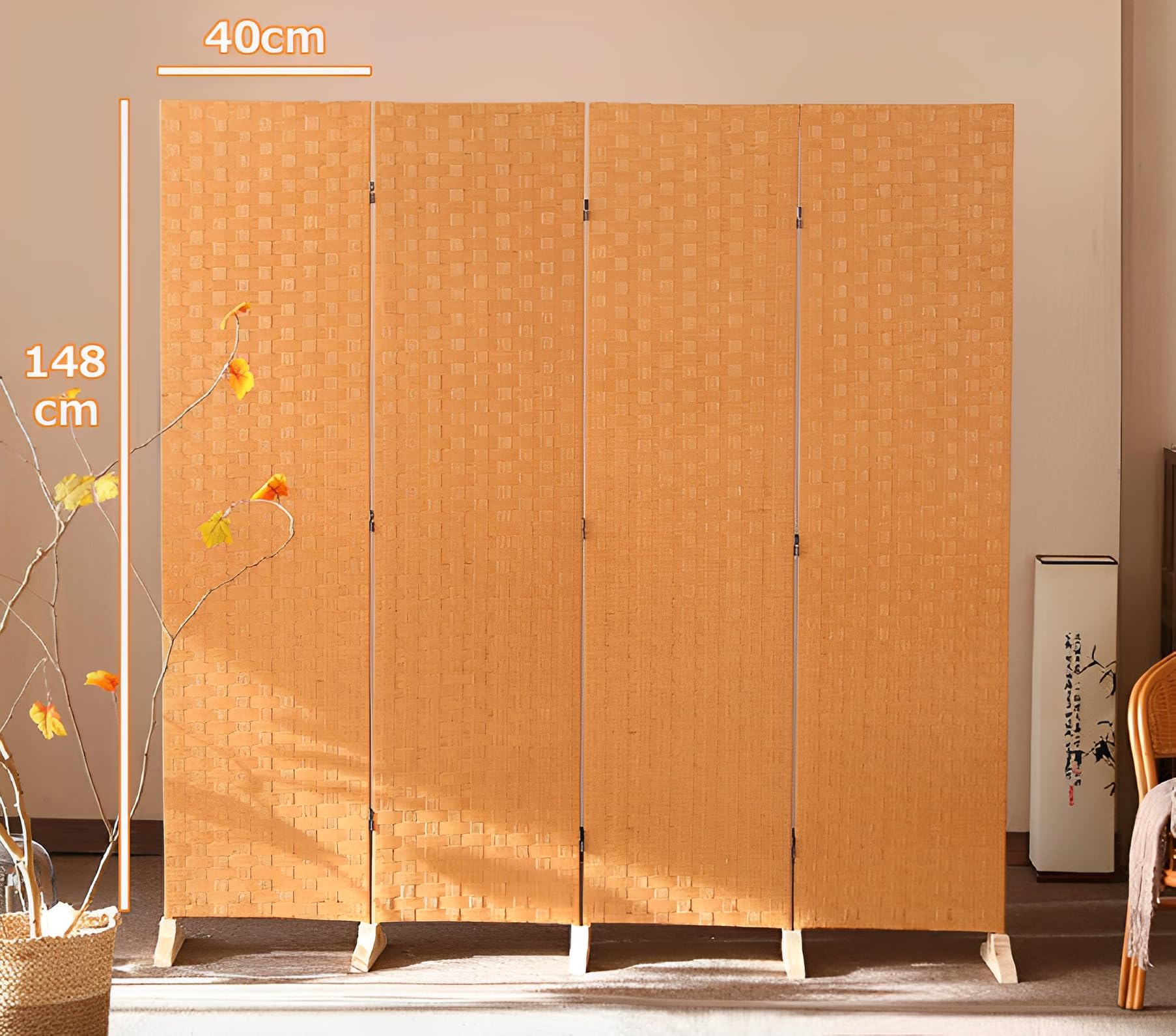 Amazon｜Cuwocnt パーテーション 和風 衝立て 高さ148cm 4連 ラタン