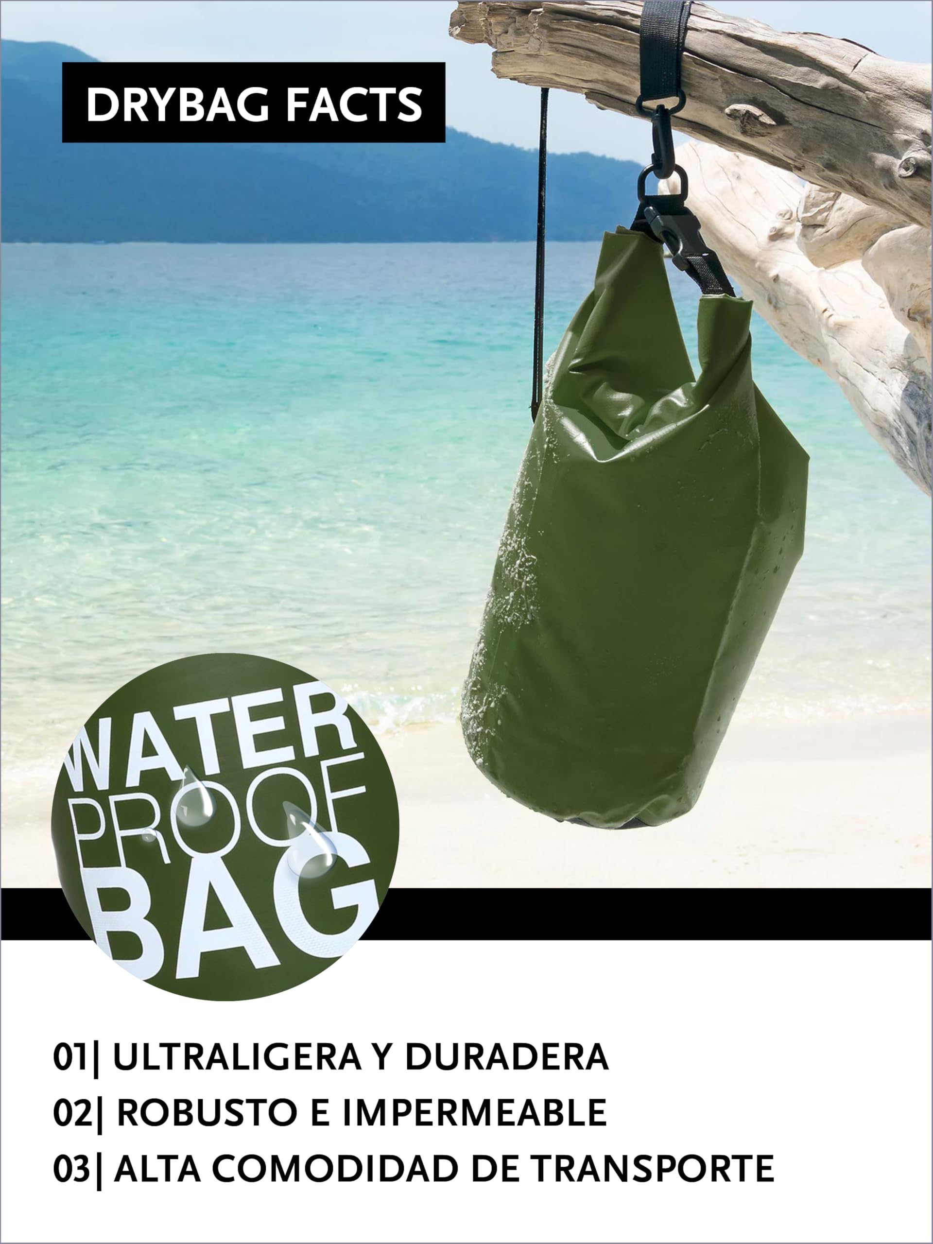 DonDon Dry Bag Bolsa Impermeable 2l, 5l, 10l, 15l, 20l, 30l con Bandolera — view 4