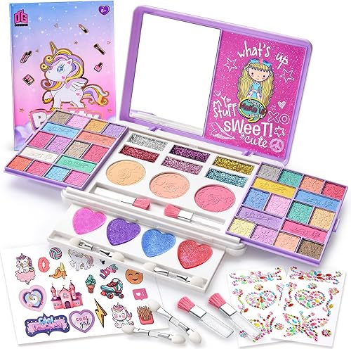 Kit de maquillaje de unicornio para niñas, todo en uno, lavable y no tóxico, juego de maquillaje para niños pequeños, juguetes de simulación, fiesta