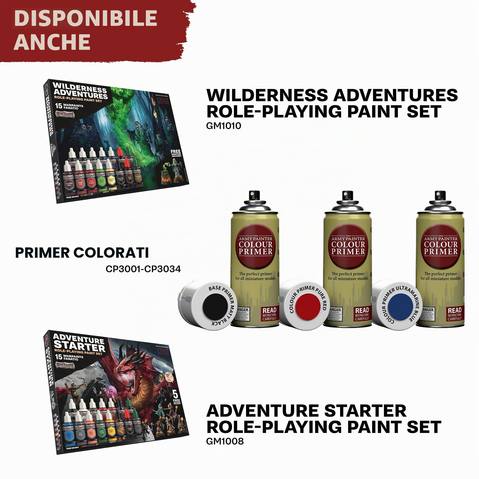 The Army Painter, GameMaster: Wandering Monsters Role-playing Paint Set, 15x18 ml Warpaints Fanatic Acrilici, 1 pennello GameMaster Basecoat, 1 miniatura Troll gratuita.