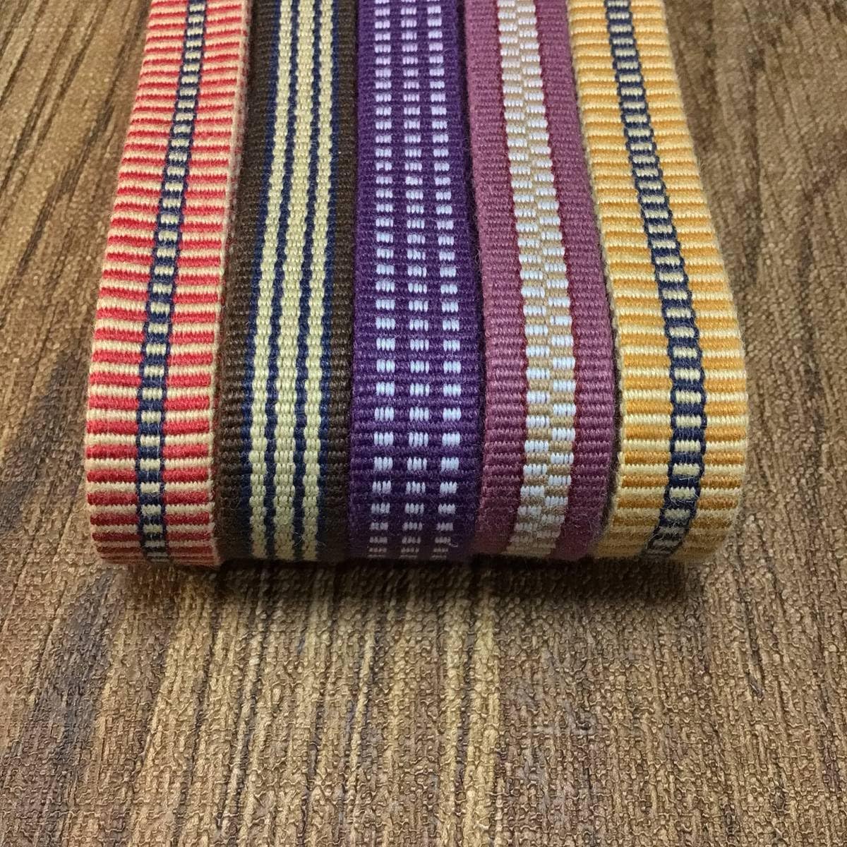 五色セット 帯締め・ワラーチに国産真田紐 四分 袋紐 袋織 四分紐 1.5メートル&times;５本セット