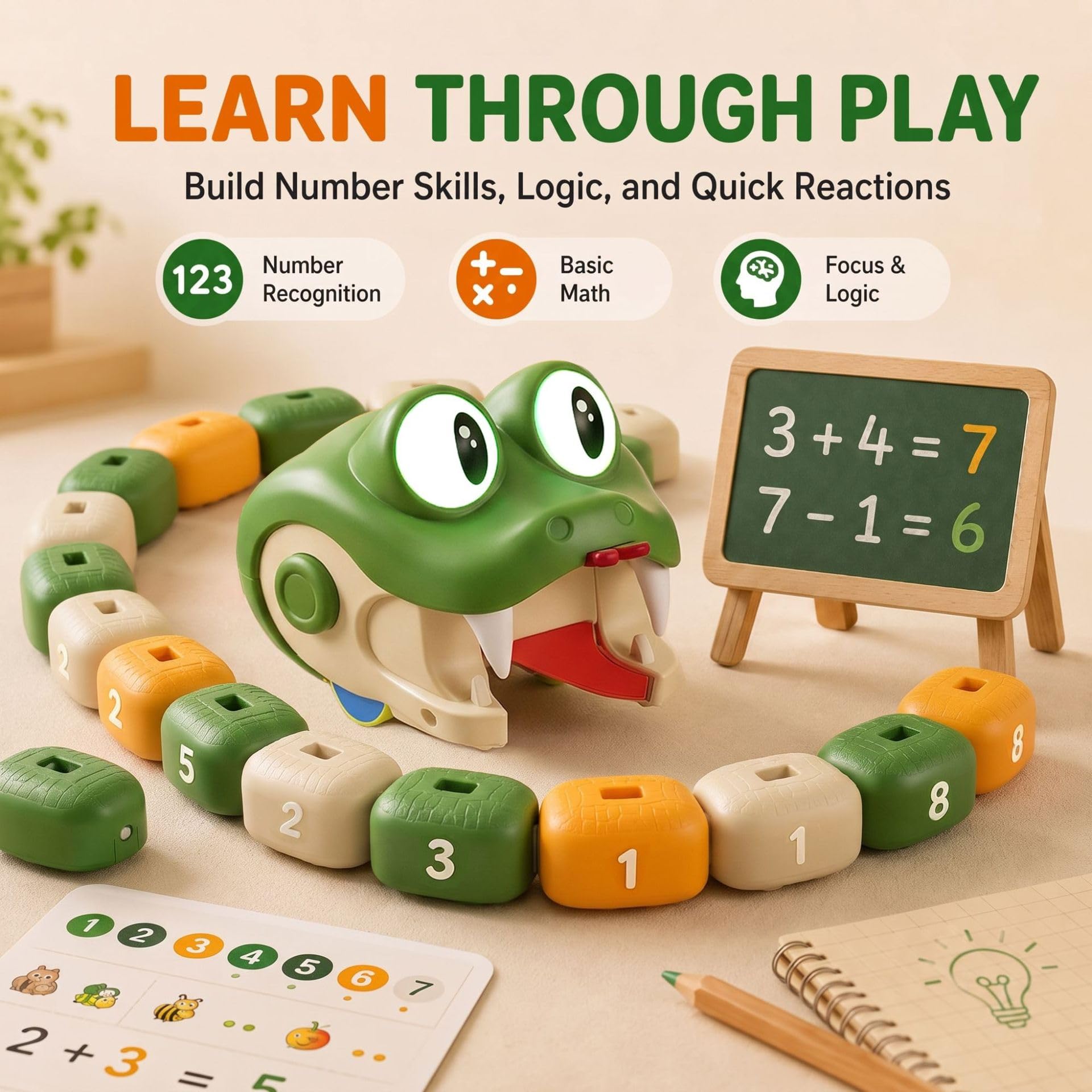 Magnetic Snake Game Eating Itself, Remote Control Snake Game con Sonido y Luces, Juego Competitivo Padres-Hijos, Carrera Interactiva Infantil (Verde)