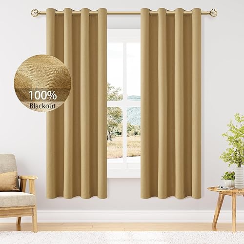 Miniatura 145 de ChrisDowa Cortinas 100% opacas de abedul liso de 96 pulgadas de largo, 2 paneles para dormitorio, sala de estar, oscurecimiento de la habitación de