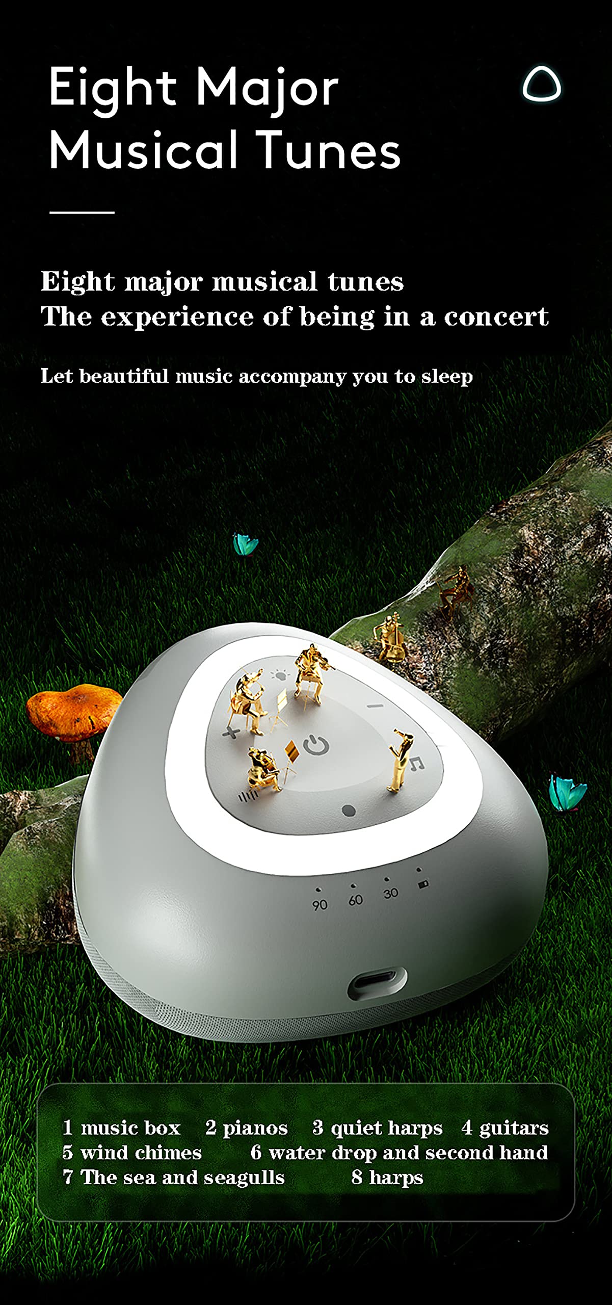 Máquina de Ruido Blanco para Dormir, Temporizador de Apagado automático con 10 Sonidos relajantes de la Naturaleza, Ayuda y cancelación, para meditación en la privacidad de la ofic