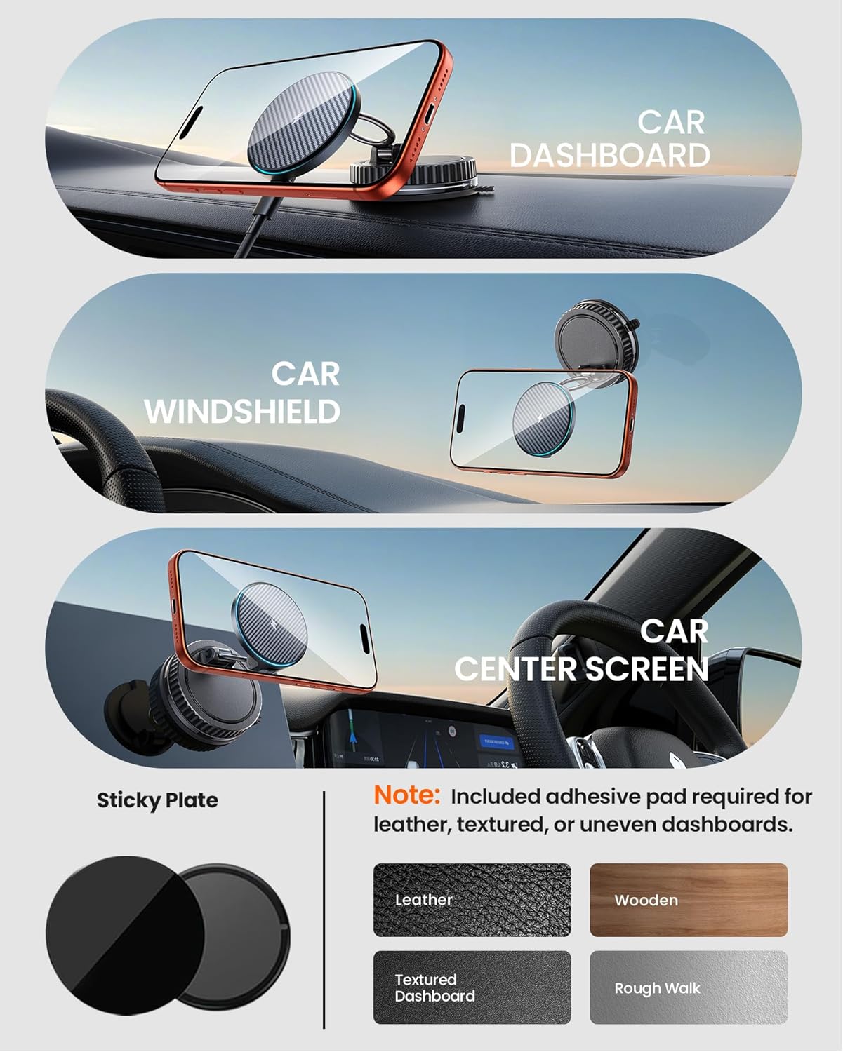 MagSafe Car Mount Charger 15W, Magnetic Wireless Car Charger [89+LBS Strong Suction, 2800gf Strong Magnetic] Car Phone Holder, Phone Holders for Your Car Accessories for iPhone 17-12, Samsung, Gifts