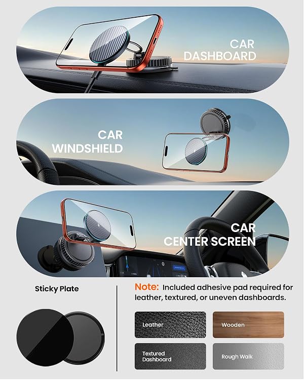 MagSafe Car Mount Charger 15W, Magnetic Wireless Car Charger [89+LBS Strong Suction, 2800gf Strong Magnetic] Car Phone Holder, Phone Holders for Your Car Accessories for iPhone 17-12, Samsung, Gifts by AZMOGDT - Image 5