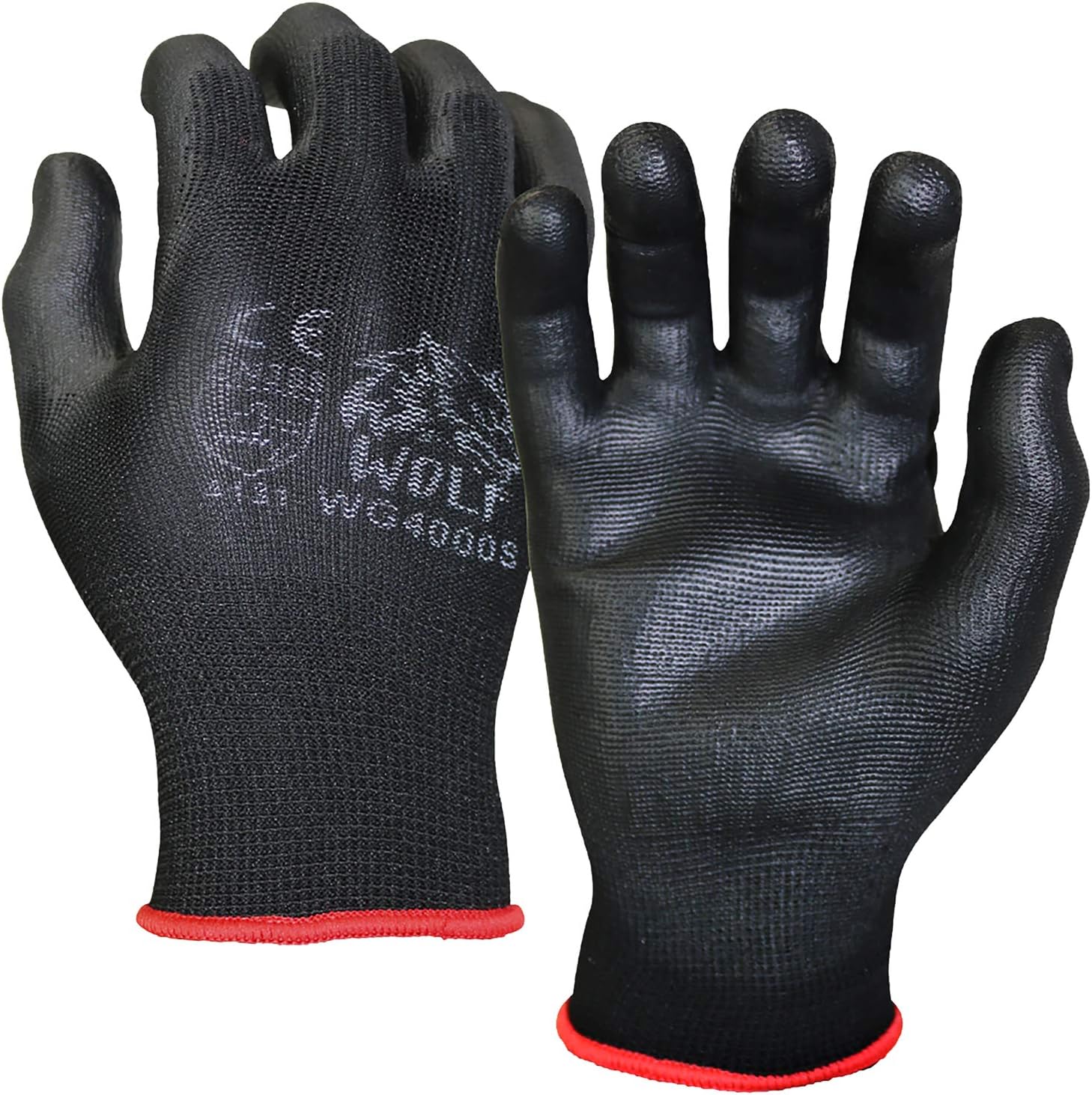 WOLF Polyurethane Palm Coated Nylon Shell Work Gloves, Construction, Mechanic, Warehouse, Yard Work, Gardening