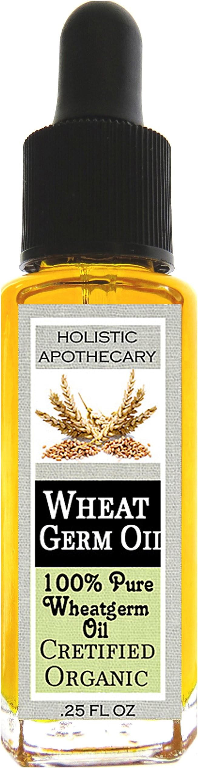 HOLISTIC APOTHECARY ORGANICS 100% Pure Organic Wheat Germ Facial Oil - Proteins Rebuild Skin & Repair Hair for a Firm, Smooth, Complexion and Shiny Strong Hair (1/4 OZ)