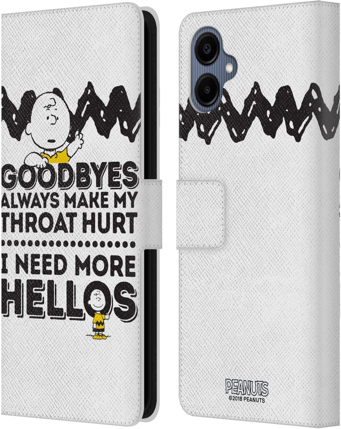 Head Case Designs Officially Licensed Peanuts Hellos Charlie Brown Leather Wallet Case Compatible with Samsung Galaxy A06 4G / 5G