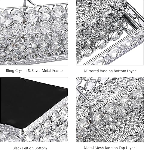 Vista 24 de Hipiwe Soporte para tarjetas de visita de cristal de 2 niveles, soporte de exhibición de tarjetas de visita con espejo dorado, organizador