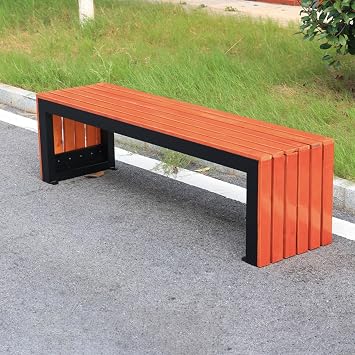 Large Garden Bench, All-Weather Metal Frame Bench, Wood Slatted Bench Great for Patio, Park, Porch, Lawn, Yard, Deck, OutdoorAmber Yellow,180cm