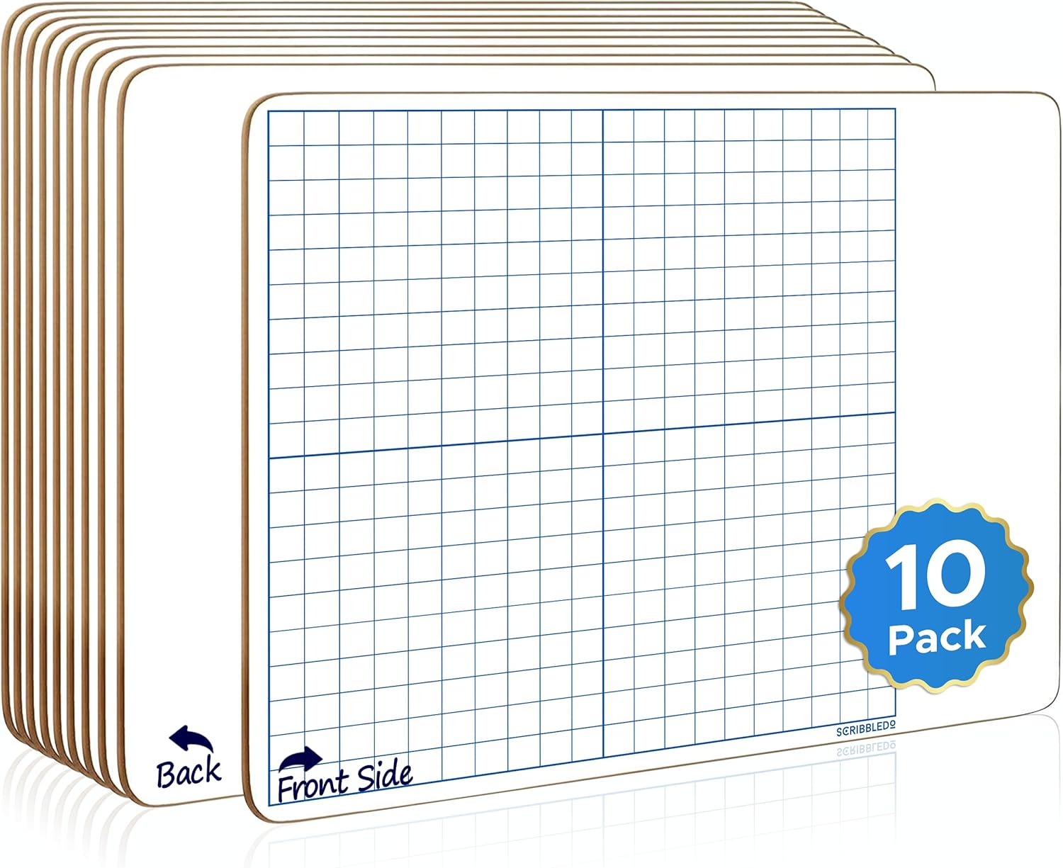 SCRIBBLEDO 10 Pack Dry Erase Graph Whiteboard 11"x14
