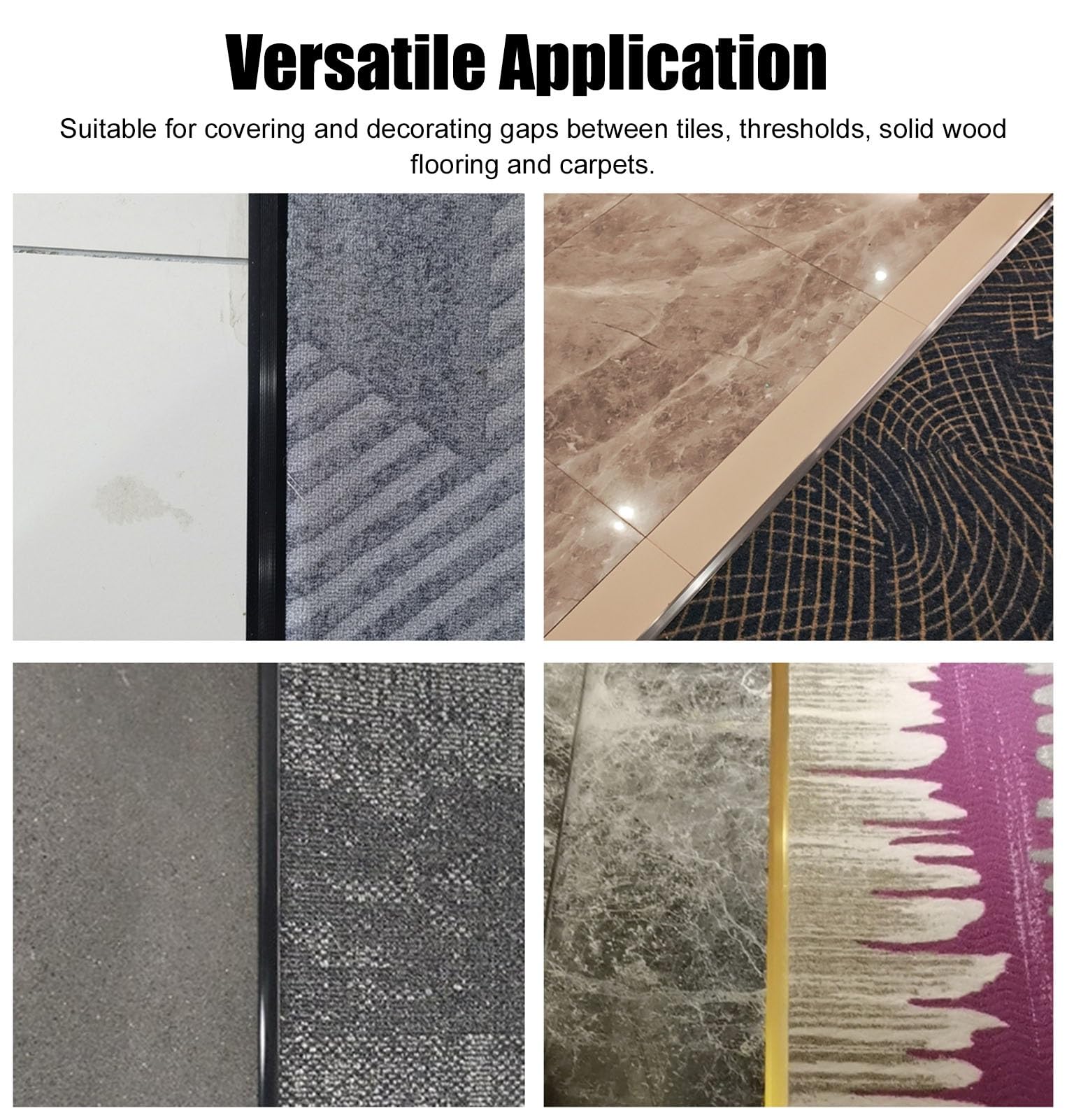 Perfil de Transición para Suelo Perfil de Remate para Bordes de Alfombra, Cubrejuntas para Transición de Suelos, Perfil de Umbral Antideslizante para Alfombras
