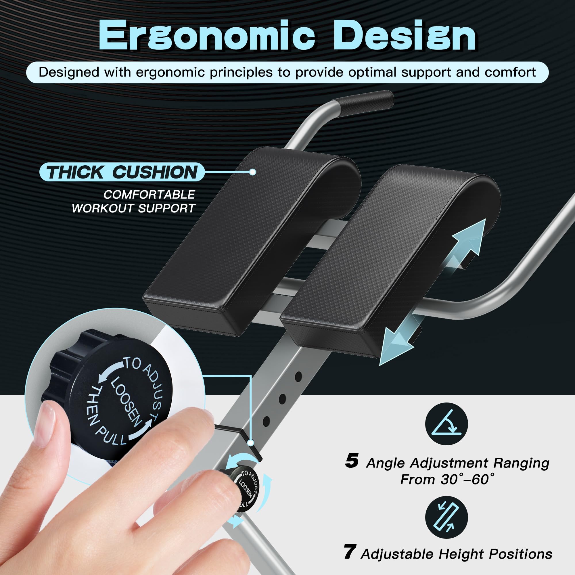 SogesPower Römischer Stuhl Hyperextension für Rücken, Faltbare Fitnessbank Höhenverstellbar, Bauchtrainer Hyper-Extension-Gerät, Maximale Belastung 120 kg