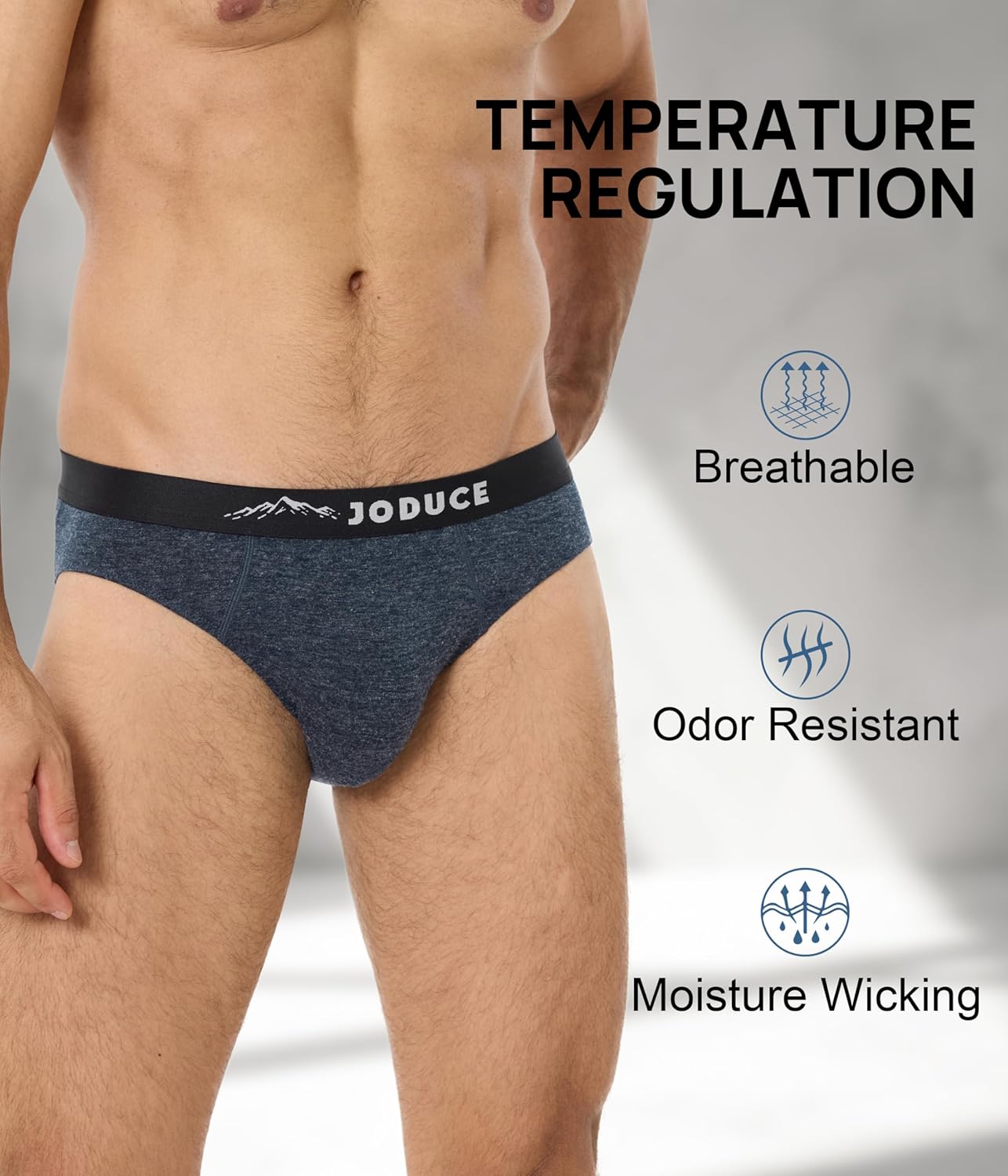 JODUCE 2 Pack Mens Merino Wool Underwear, Breathable Wool Underwear for Men, Comfortable Soft Loose Moisture Wicking Briefs - Image 4
