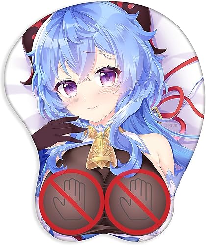 Miniatura 1 de TUOTANG Alfombrilla de ratón de anime 3D Genshin Impact para ratón GanYu con soporte para reposamuñecas cojín de silicona de gel para muñeca de 13in