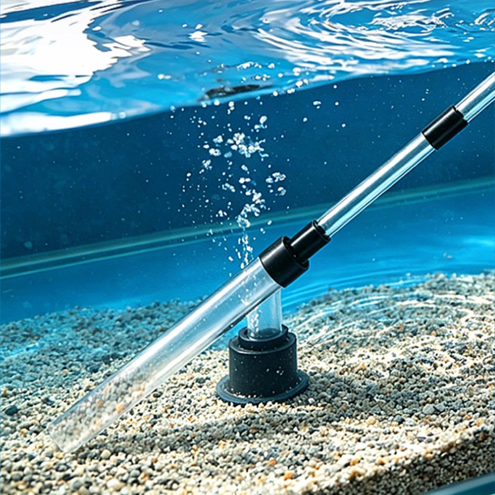 Aspirateur de gravier pour aquarium avec clip limiteur de débit, ventouse pour réservoirs jusqu'à 60 cm, idéal pour bassin, fontaine de jardin tortue et entretien des récifs