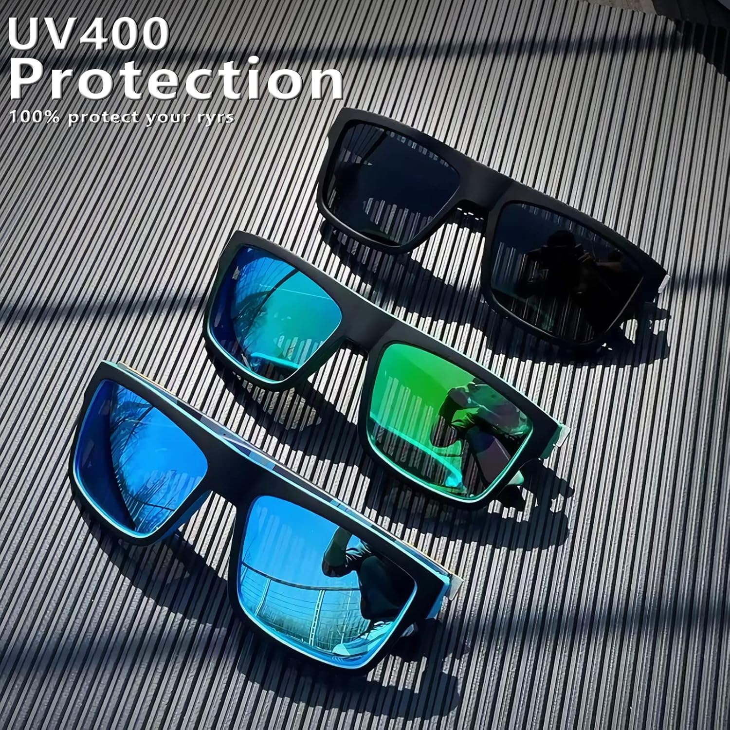 Polarized Sunglasses for Men Sporty Style Driving Travel Sun Glasses Lightweight Square Frame UV Protection Goggles - Image 2