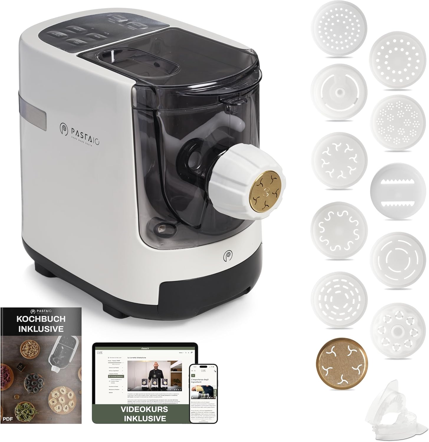 Pastaio Nudelmaschine 12 Aufsätze Bronze Waage Classe