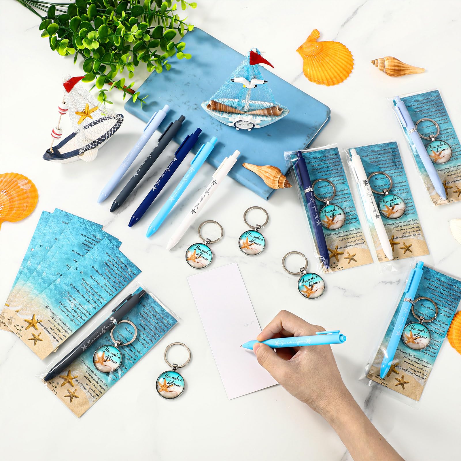 Sayglossy Portachiavi con scritta "You Make a Difference" con biglietto motivazionale per insegnanti, ufficio, colleghi, infermieri (40 set)