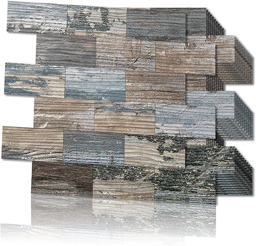 LONGKING 10 hojas de salpicaduras para cocina azulejos de PVC para tocadores de baño salpicaduras de cocina decoración de pared de estilo retro y