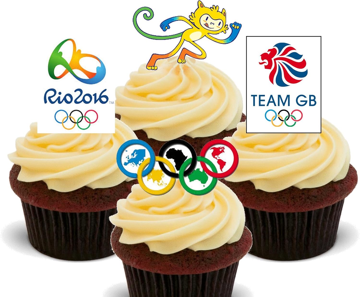 Jeux Olympiques D Ete 16 Decorations A Gateau Comestibles Pour Cupcakes Col Montant Pack Of 12 Amazon Fr Cuisine Et Maison
