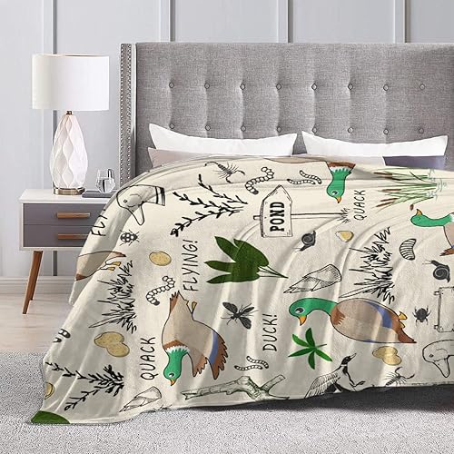 Miniatura 7 de Bonita manta de patos de ánade mallardo, regalo para niños amantes de los patos, manta de franela suave de felpa ligera y esponjosa para cama, sofá,